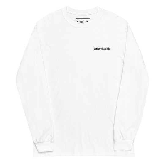 Enjoy This Life | Embroidered Long Sleeve (White/Black)